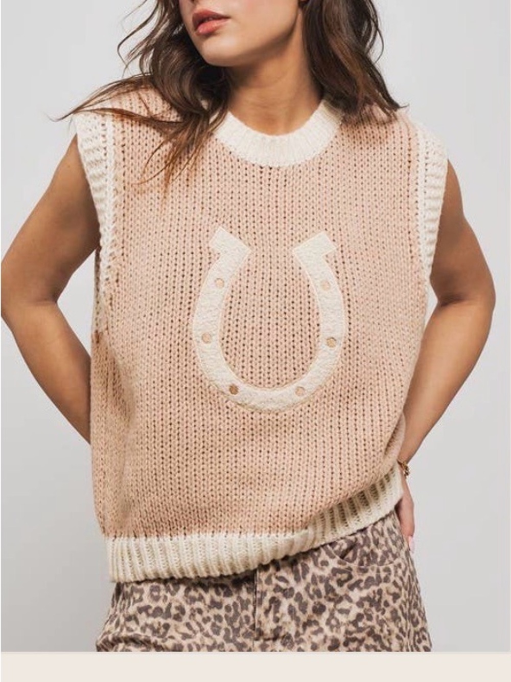 Wild Woven Horseshoe Sweater Vest- S/M